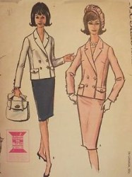7117 1963 MCCALLS  2 BREASTED COLLAR JACKET, SKIRT PATTERN 14 34 OR 12 32B CHOICE